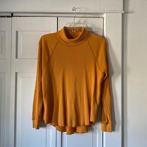 Everlane Organic Cotton Waffle Turtleneck in Burnt Orange
